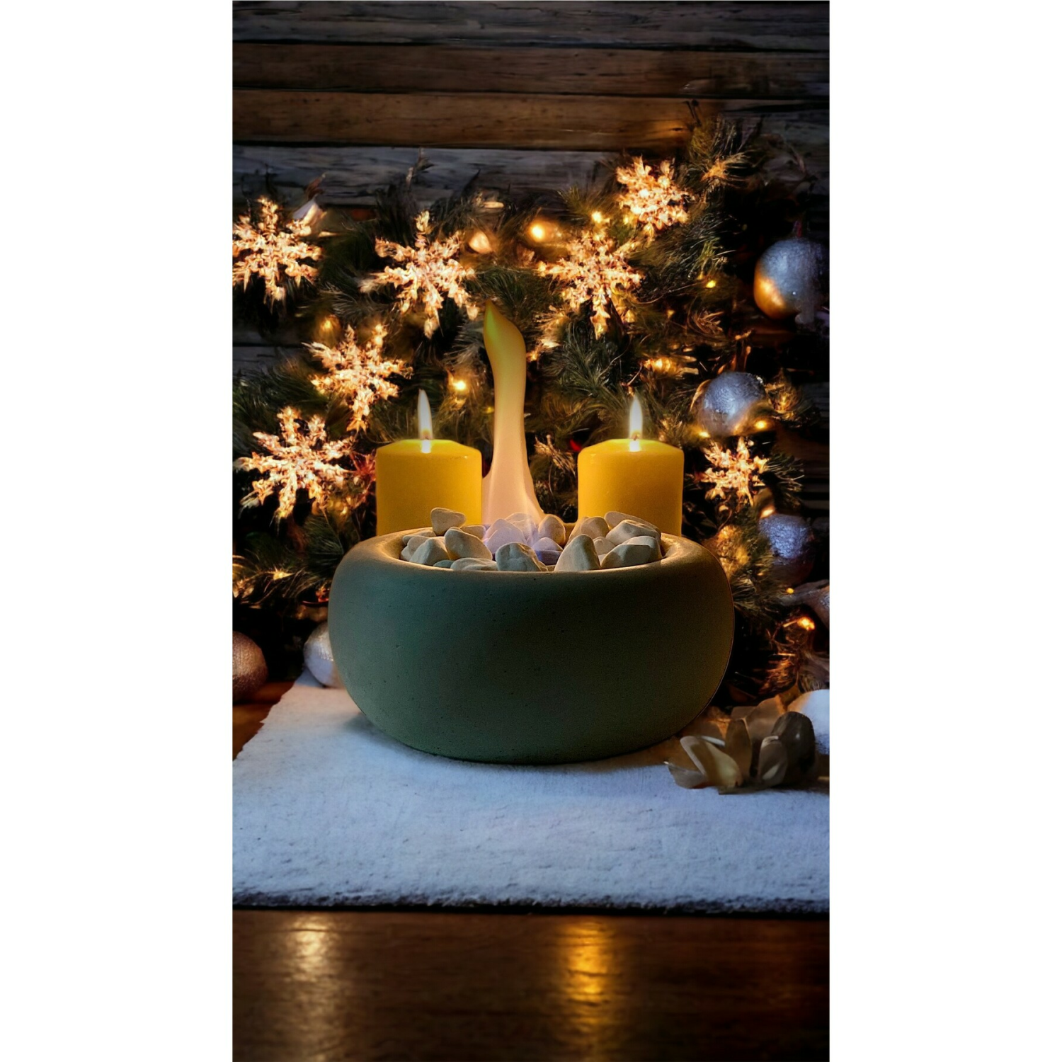 Masa Üstü Beton Yuvarlak Ateş Çukuru Bacasız Şömine