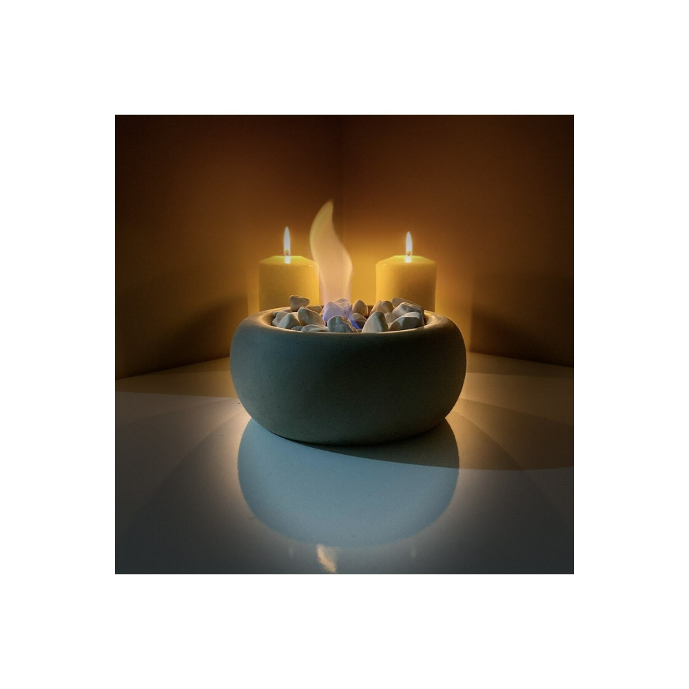 Masa Üstü Beton Yuvarlak Ateş Çukuru Bacasız Şömine