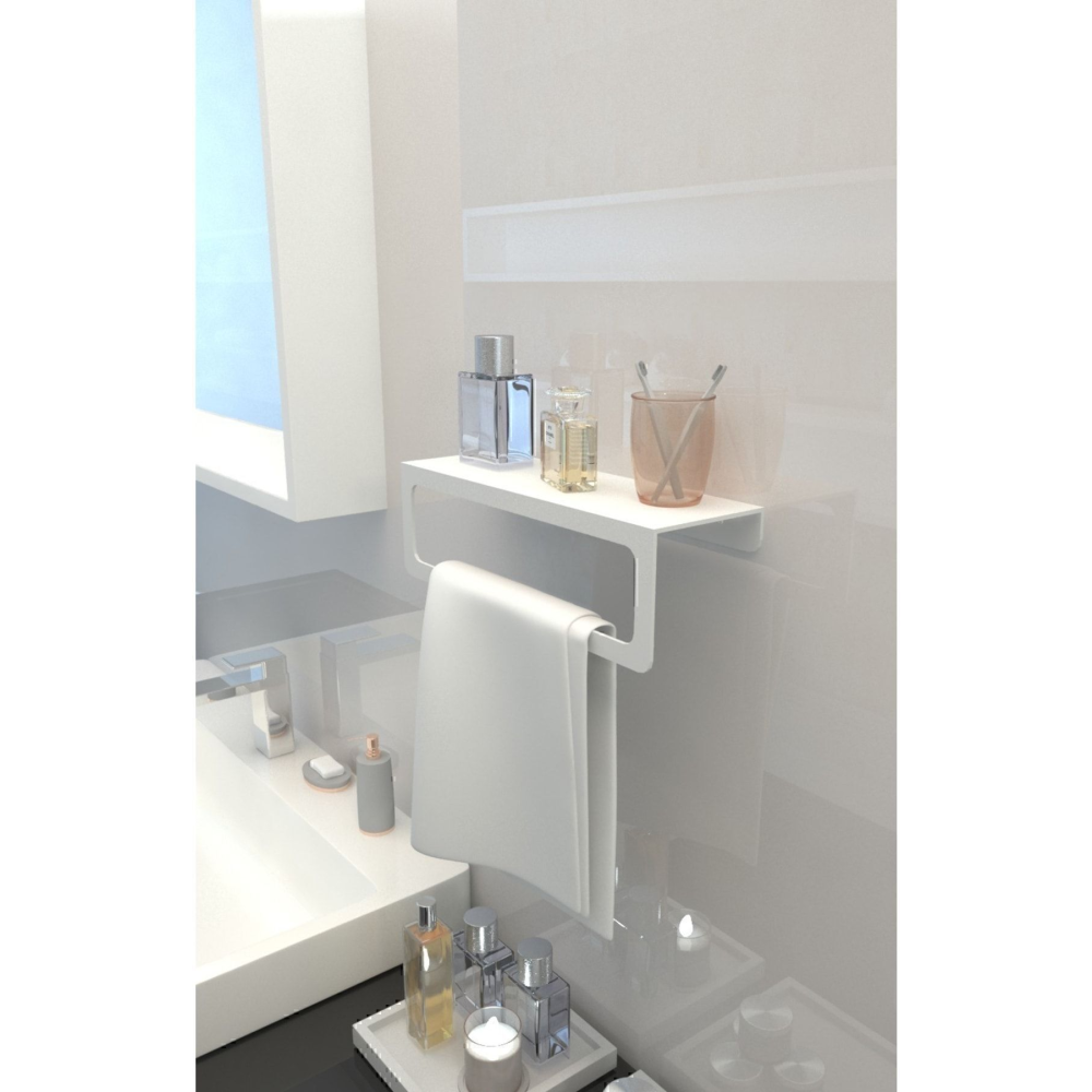 Havlu Tutacağı, Raf Metal Havlu Askısı Mutfak Banyo Raflı Havluluk, Metal Raflı Havluluk, Beyaz