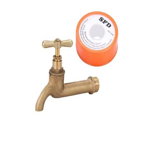 SARI MUSLUK  UZUN 1/2 MUSLUK TEFLON BANT HEDİYELİ