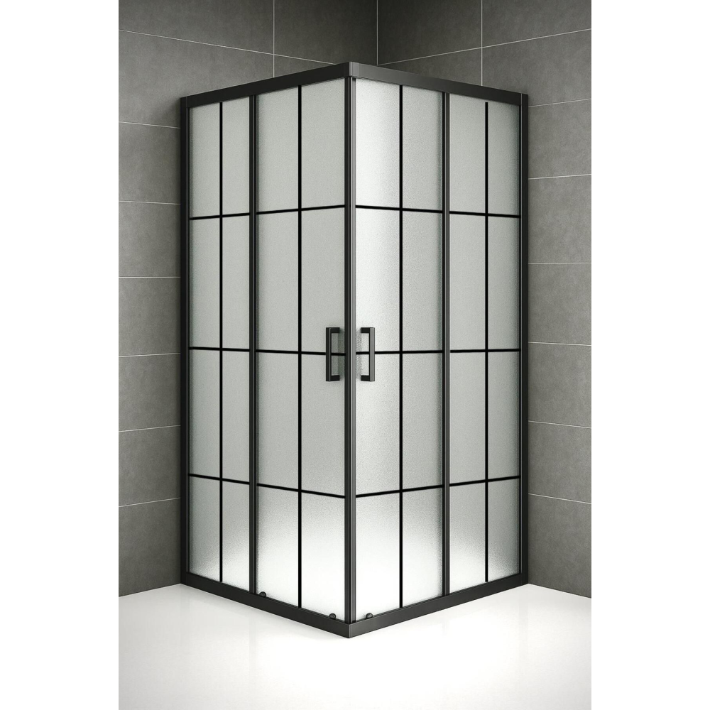 Duşakabin Buzlu Temperli Cam Siyah Çizgi 5mm H.190 Cm