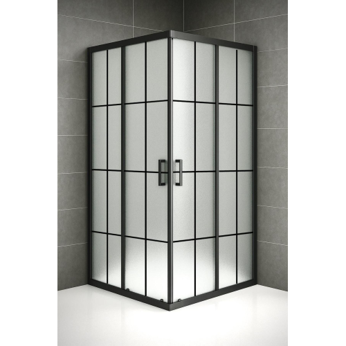 Duşakabin Buzlu Temperli Cam Siyah Çizgi 5mm H.190 Cm