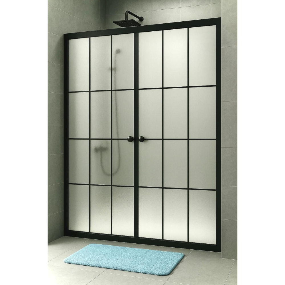 Duşakabin Ön Cephe Siyah Çizgi Komple Buzlu