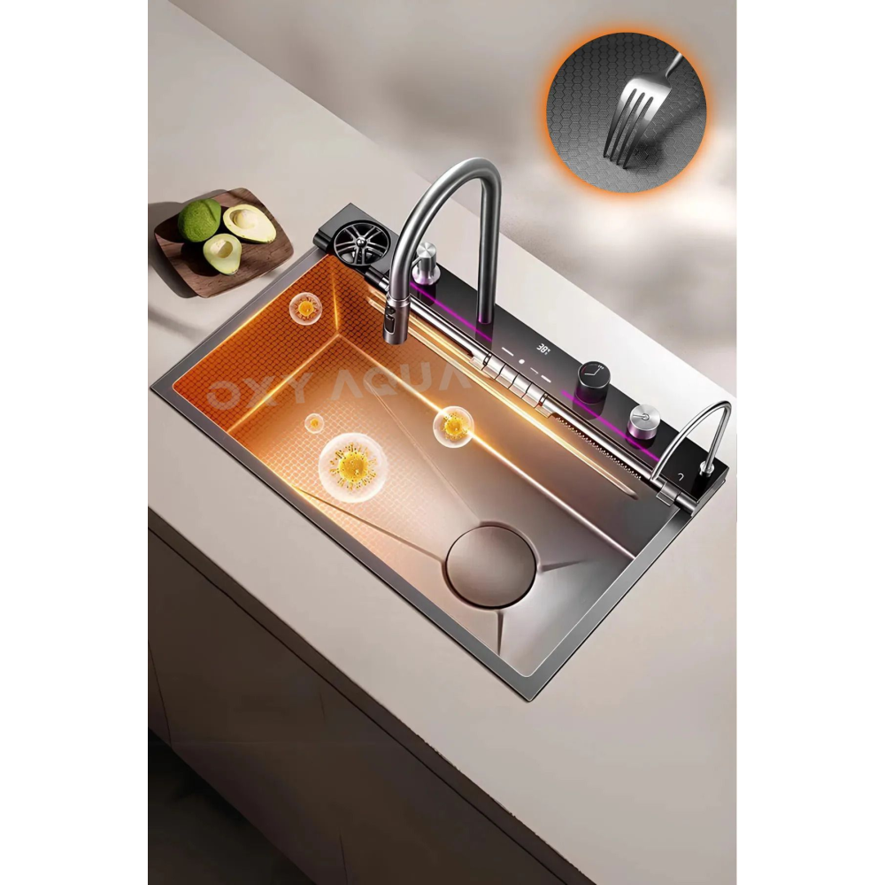 Premium Akıllı Teknolojik Eviye Seti Paslanmaz Bal Peteği Taban Evye Tüm Aksesuarlar Dahil-honeycomb