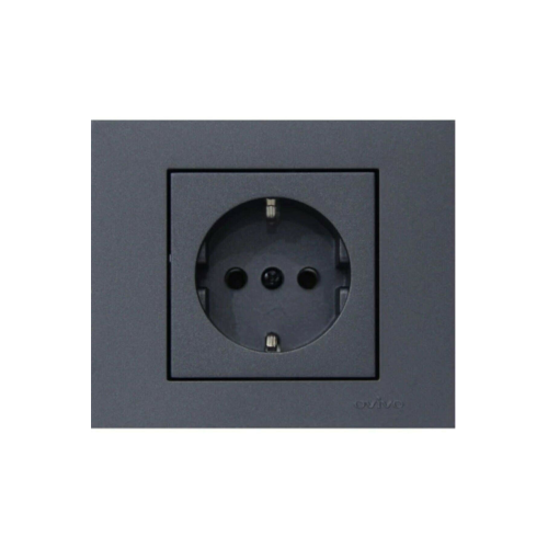 Grano Füme Topraklı Priz + Çerçeve