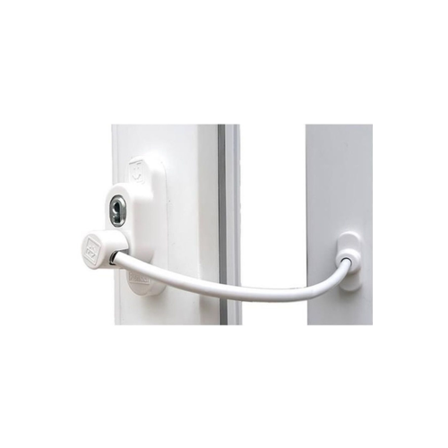 Beyaz Çelik Halatlı Kablolu Pvc Pencere Emniyet Çocuk Güvenlik Kilidi