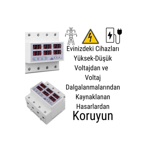 Trifaze Gerilim Ve Akım Koruma Rölesi Yüksek Alçak Voltaj Akım Koruyucu Röle 63a