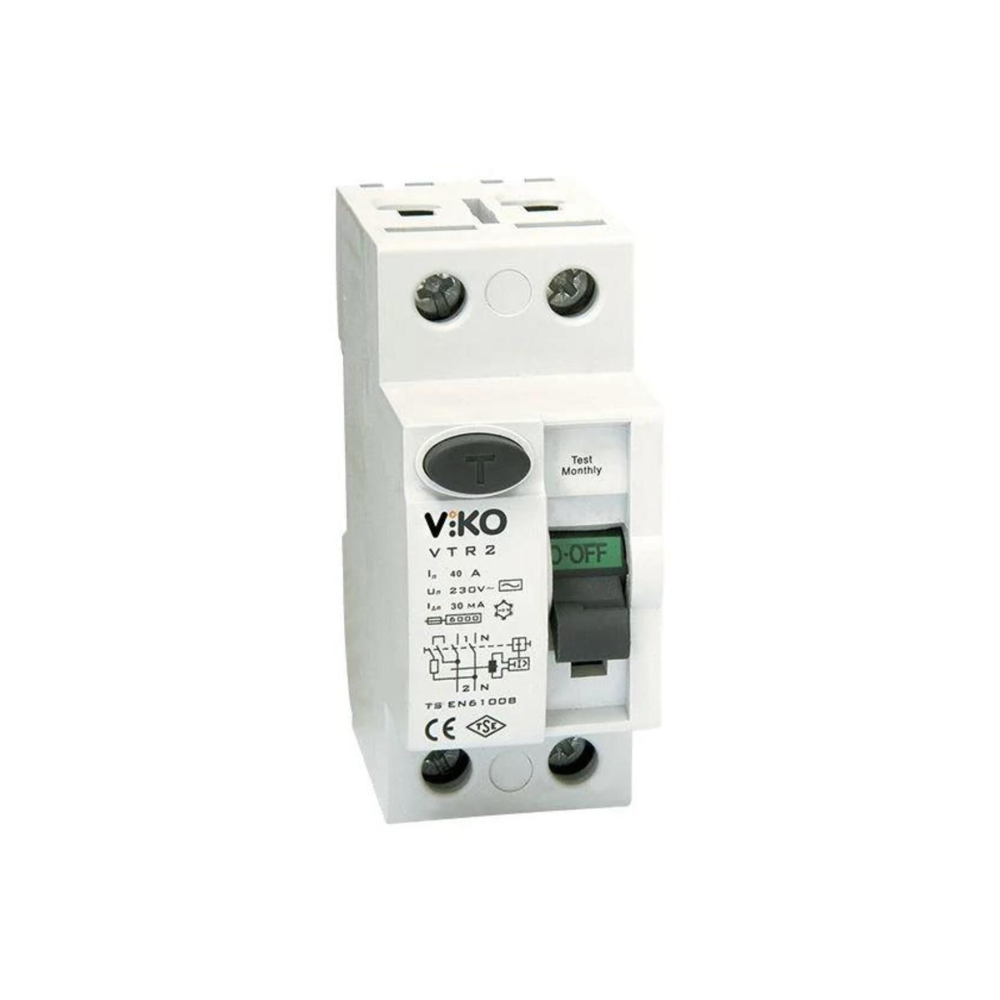 Viko Kaçak Akım Sigortası Monofaze 2 Kutuplu 40 Amper 30 Ma