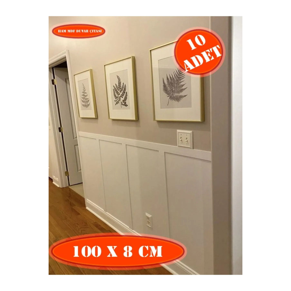İskandinav Duvar Çıtası 100cm x 8 cm (10 ADET) Çocuk Odası Duvar Dekorasyonu , Duvar Çıtası
