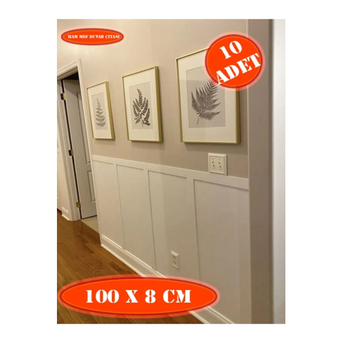 İskandinav Duvar Çıtası 100cm x 8 cm (10 ADET) Çocuk Odası Duvar Dekorasyonu , Duvar Çıtası
