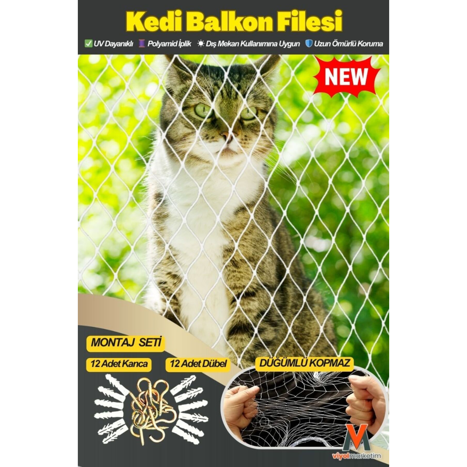 Kedi Filesi 2,5x4 Metre Kuş Filesi Balkon Filesi Kuş Ağı Kuş Önleme Filesi