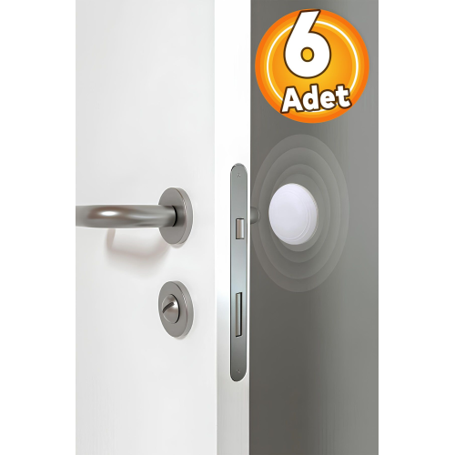 (6 ADET) Yapışkanlı Kapı Kolu Stoperi (BEYAZ) Tamponu Duvar Arkası Stopu Durdurucu Tutucu Tutacağı
