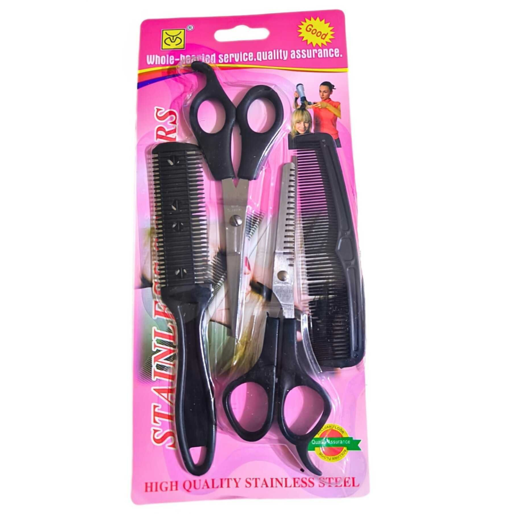 Set Ürün Plastik Saplı Çelik Ara Makası Kırık Efile Makas Kuaför