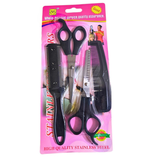 Set Ürün Plastik Saplı Çelik Ara Makası Kırık Efile Makas Kuaför