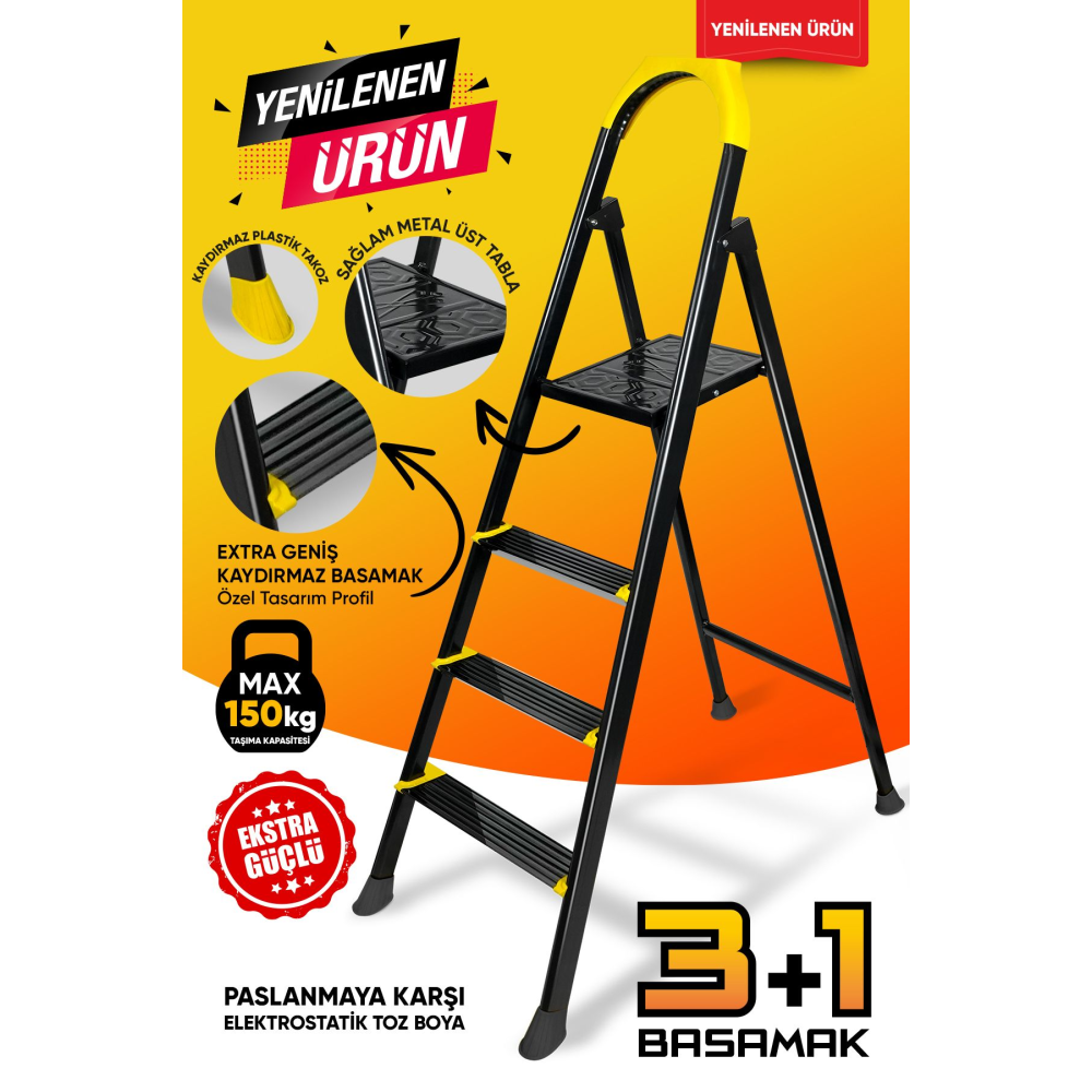 Hardy 3 1 Basamaklı Özel Tasarım Hafif Merdiven