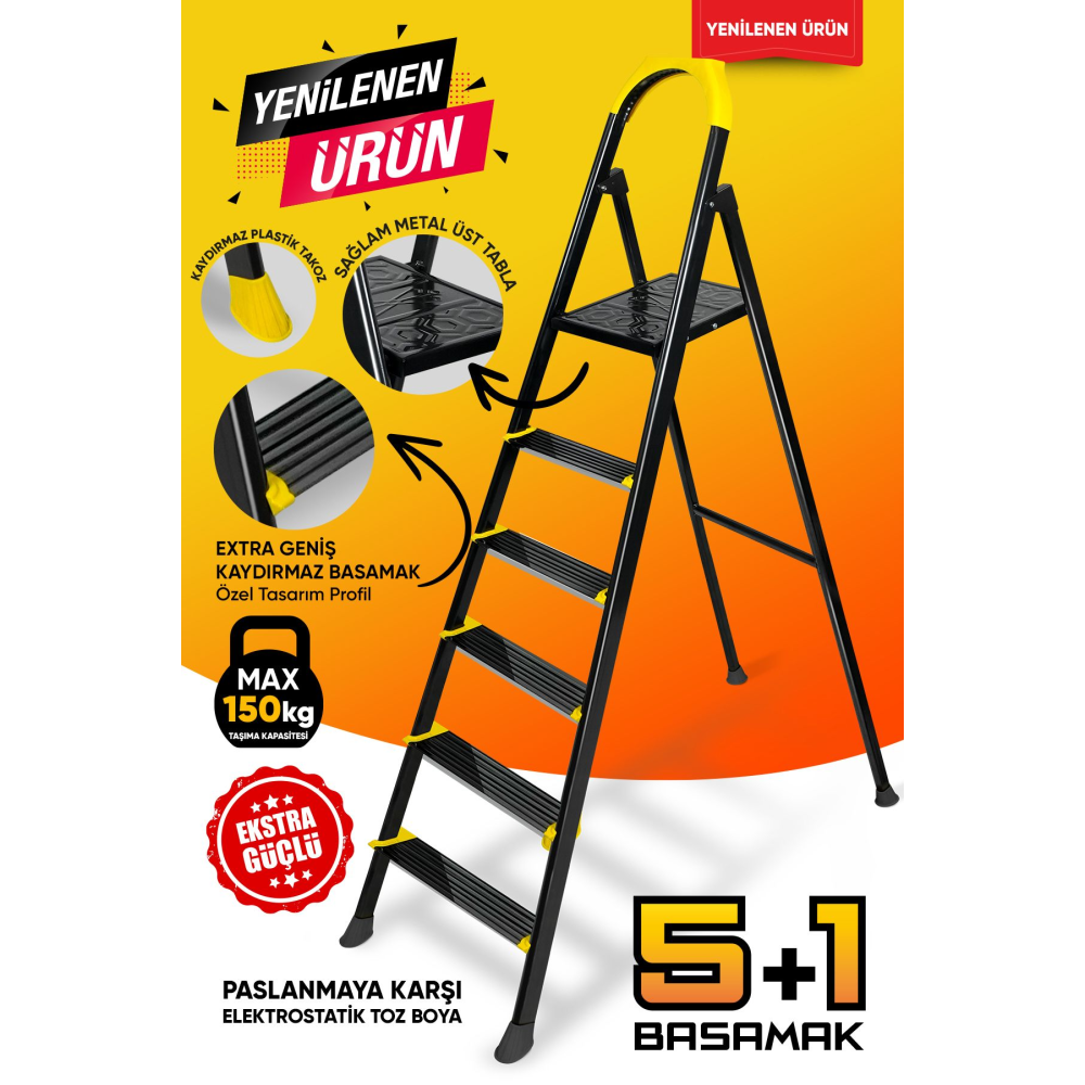 Hardy 5 1 Basamaklı Özel Tasarım Hafif Merdiven Tyc00573701866