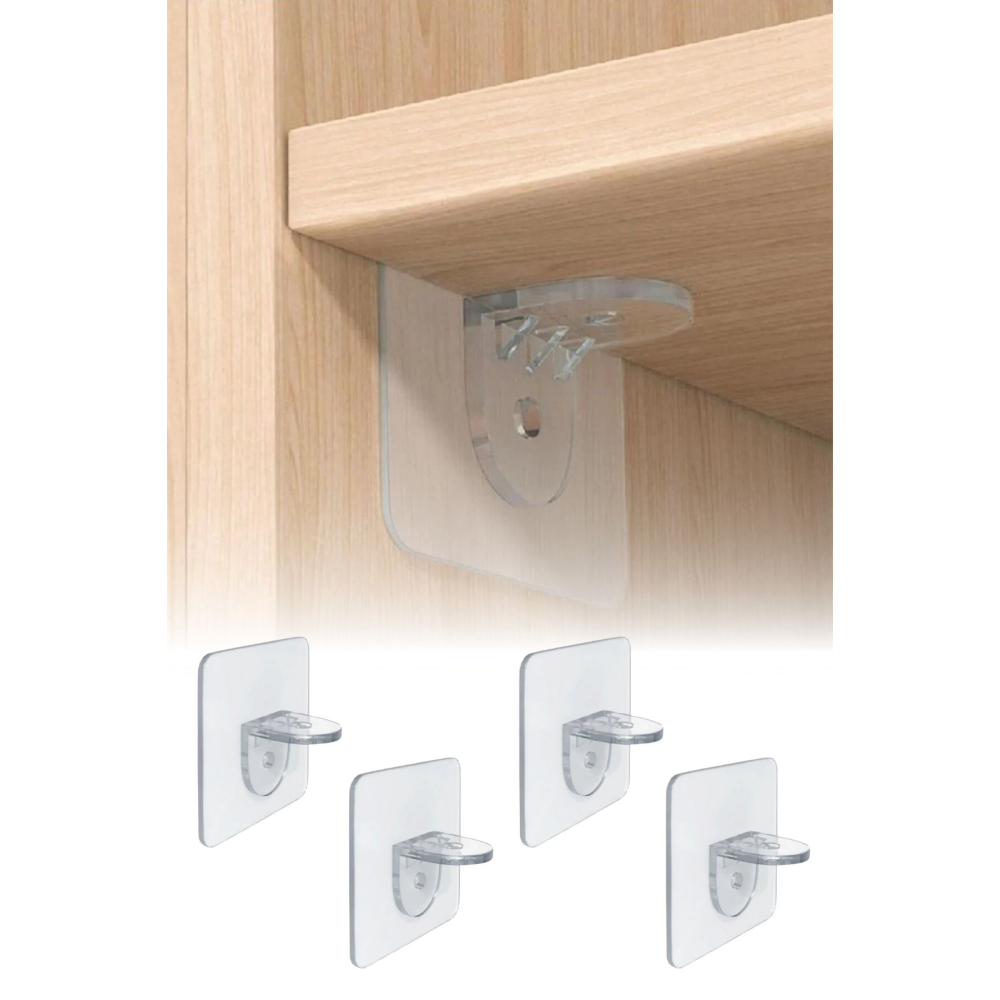 Raf Tutucu Dolap Içi Raf Ayırıcı Raf Destekleyici Yapışkan Pratik Raf Tutucu Portatif Menteşe 4 Adet