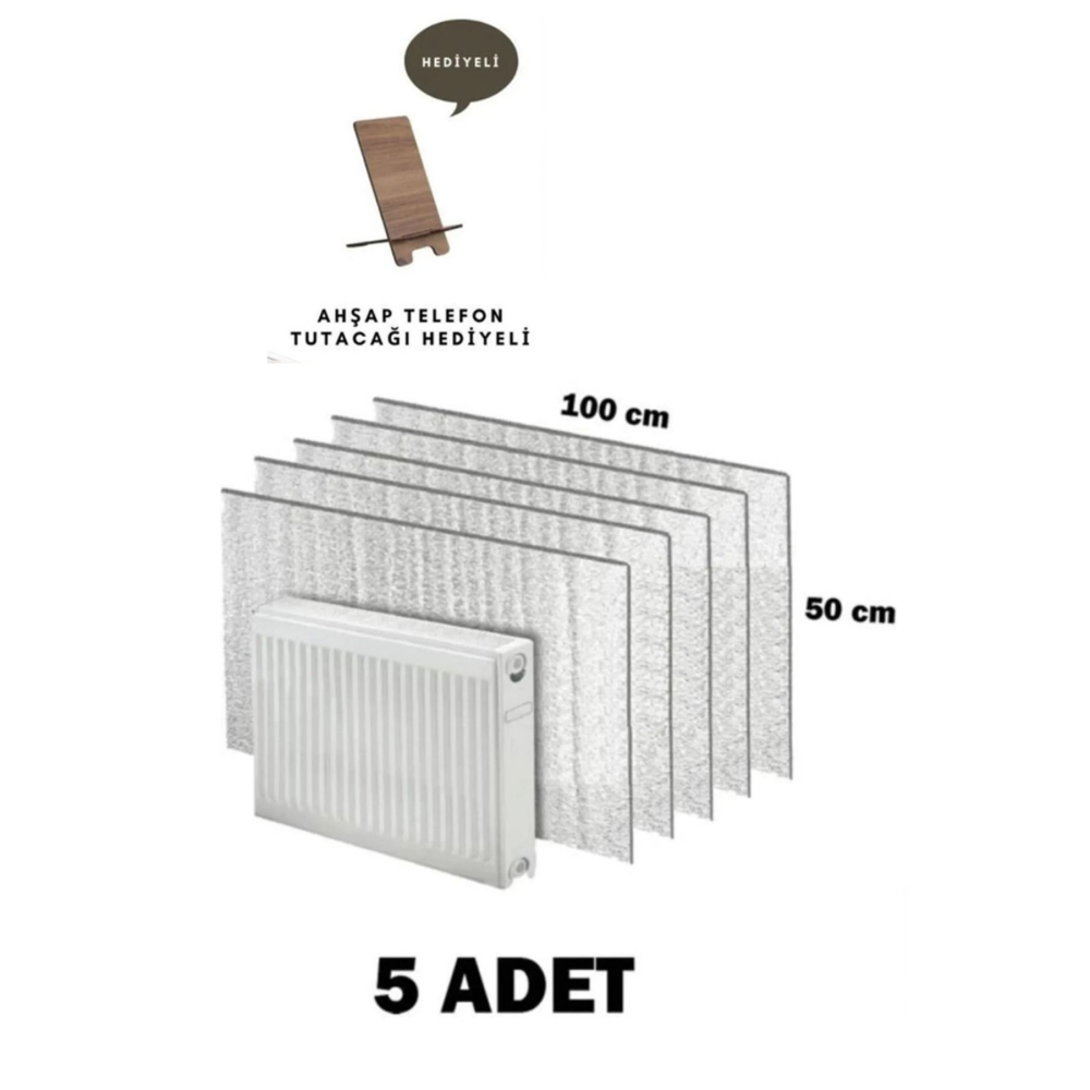 5 Adet Petek Radyatör Arkası Folyo Plaka Kalorifer Soba Arkalığı Alüminyum Isı Yalıtım Folyosu