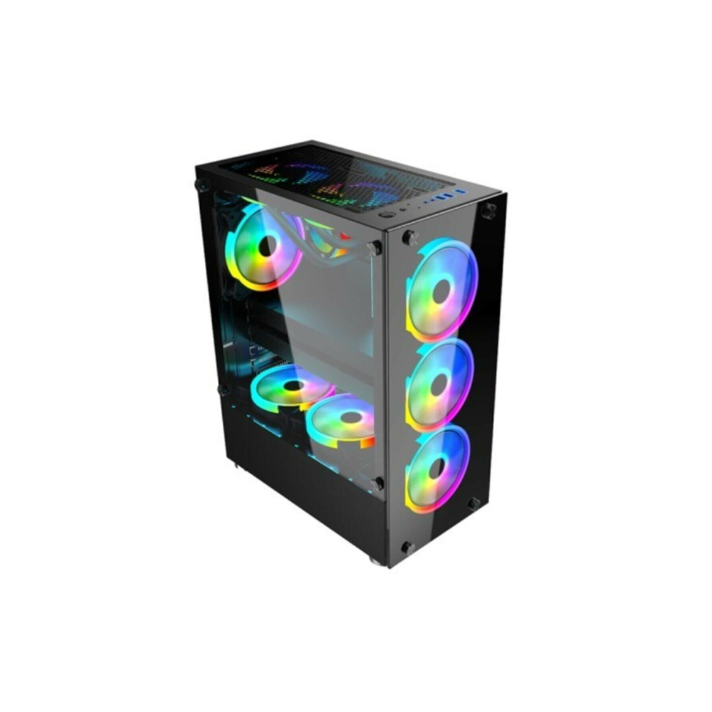 Glass 6x120mm Rainbow Fanlı Oyuncu Bilgisayar Kasası