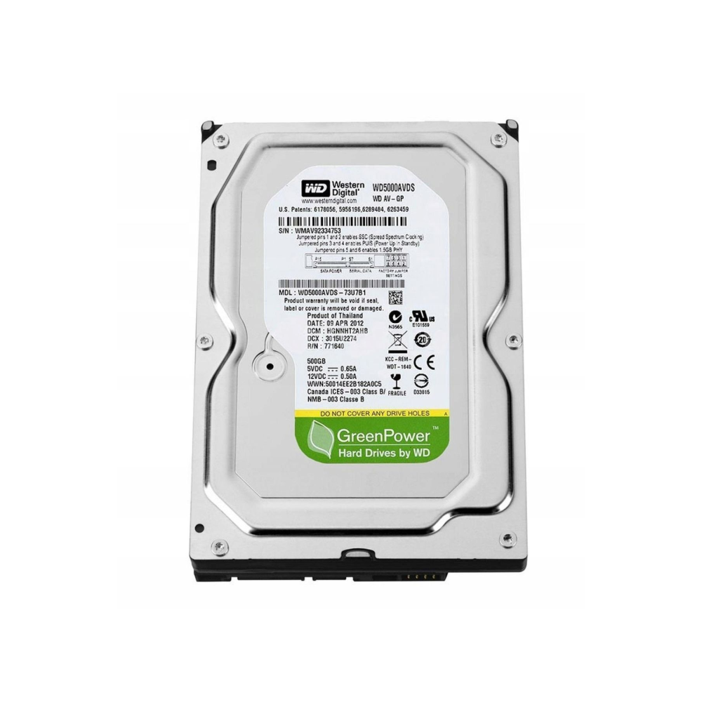 Wd 500gb 3.5 Wd5000avds Wd Av-gp 16mb 7200rpm Sata 6gb/s Harddisk