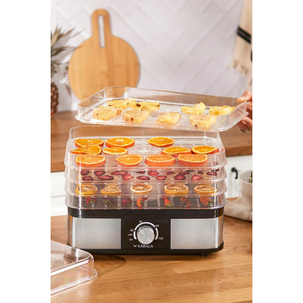 Meyve, Sebze ve Et Kurutma Makinesi, 5 Raflı, Ayarlanabilir Sıcaklıklı