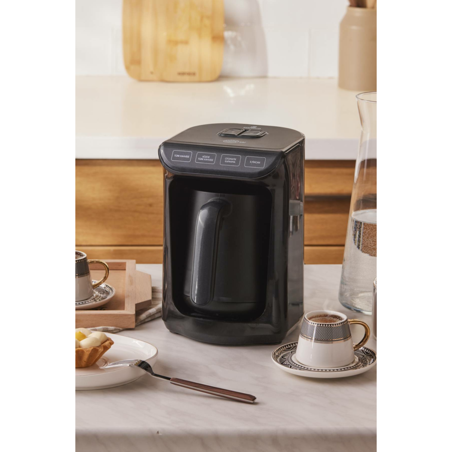 Hatır Köz Türk Kahve Makinesi Shiny Black 5 Fincan Kapasiteli Bol Köpüklü