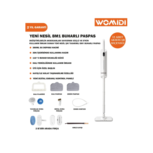 Bm1 Çok Fonksiyonlu 13 Parça Buharlı Dikey Mop Paspas Ve Temizleyici - Buharlı Temizlik Makinesi