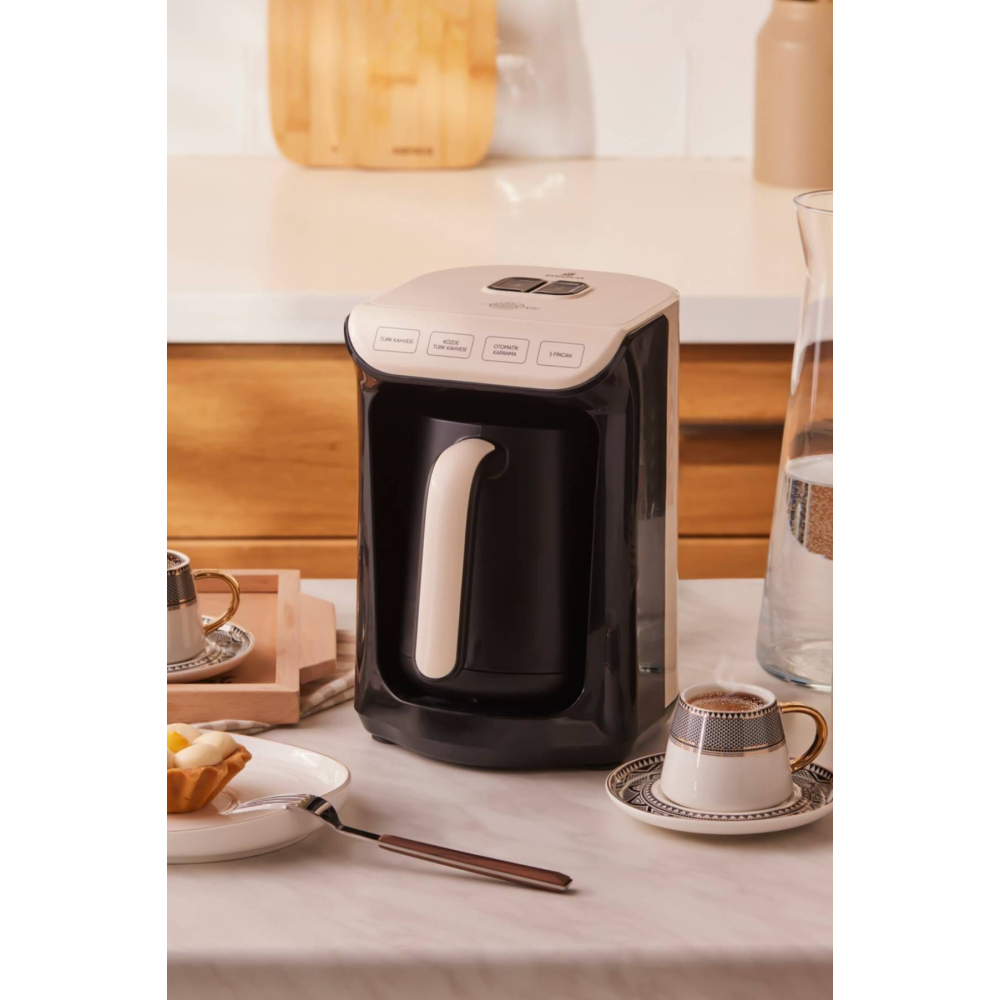 Hatır Közde Türk Kahvesi ve Türk Kahve Makinesi Krem 5 Fincan Kapasiteli Bol Köpüklü