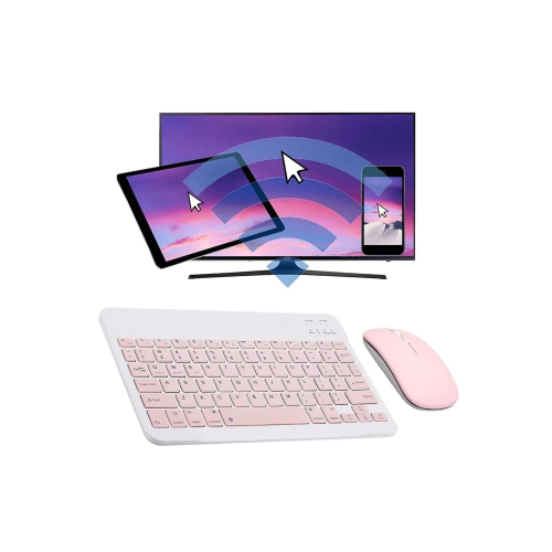 Tüm Cihazlara Uyumlu Akıllı Taşınabilir Şarj Edilebilir Kablosuz Bluetooth Klavye ve Mause Seti