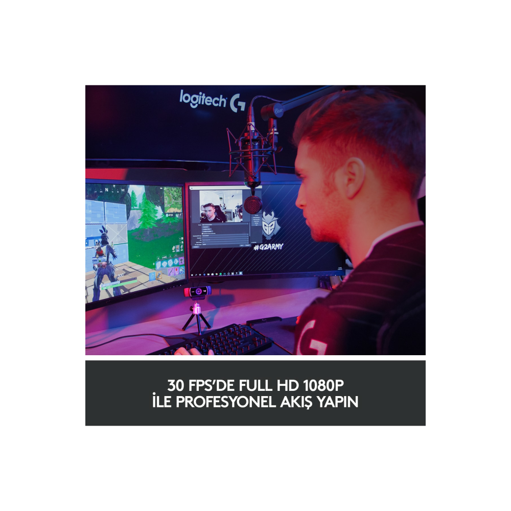C922 Full HD 1080p Yayıncılar için Profesyonel Web Kamerası - Siyah