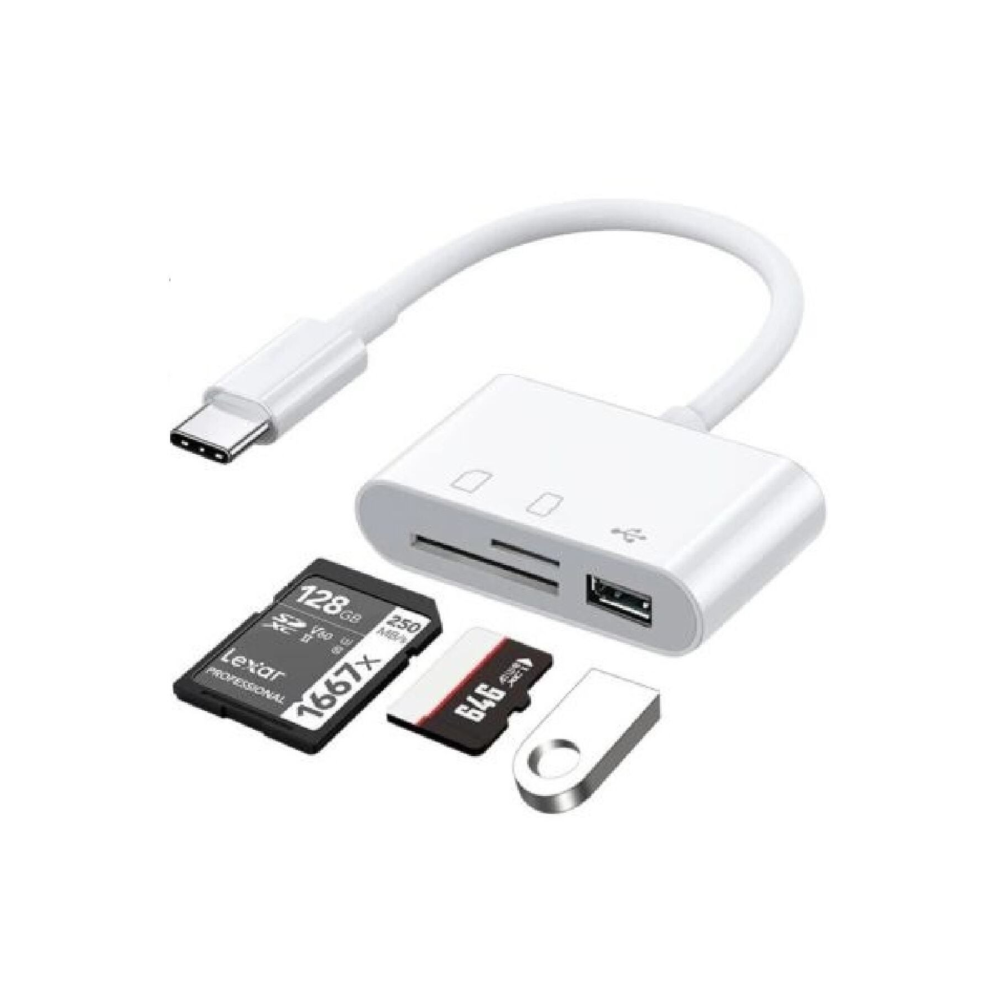 5232 Usb Type C To Sd Microsd Tf Kart Okuyucu Usb 3in1 Çevirici Dönüştürücü Adaptör
