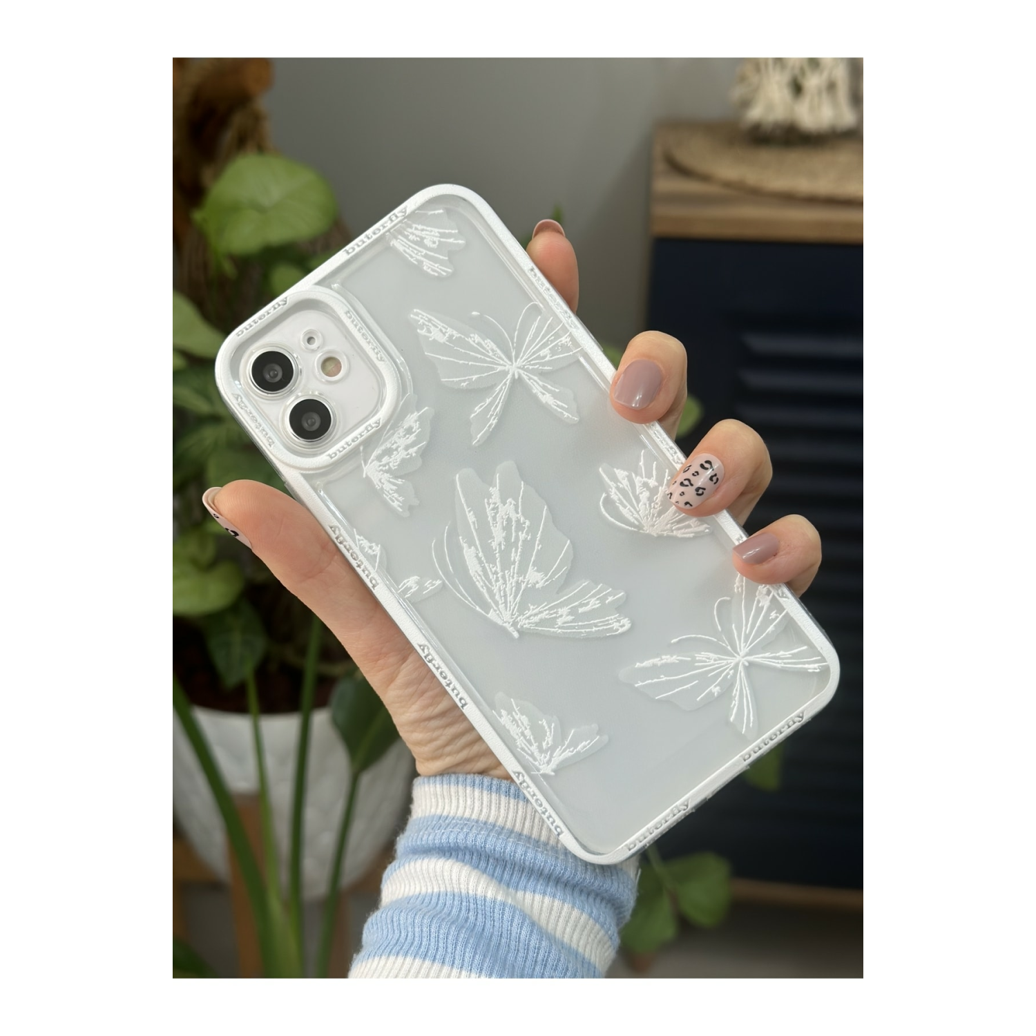 Iphone 11 Uyumlu (köşeli - 12 Görünümlü )şeffaf Baskı Desenli Silikon Kılıf