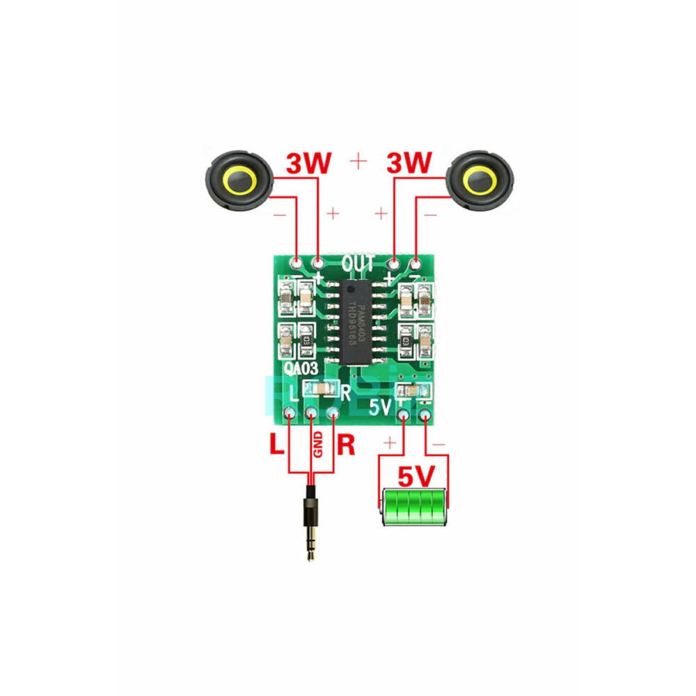 Pam8403 Mini Ses Yükseltici Class D 2x3w Amfi Kartı Stereo Dijital Amfilikatör Müzik