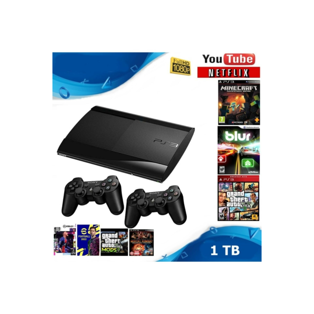 Ps3 Playstation 3 1tb Slim Konsol+ 250 Oyun+2kol
