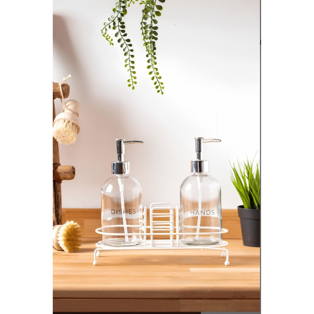 Nova Standlı 2 Li Sıvı Sabunluk Beyaz