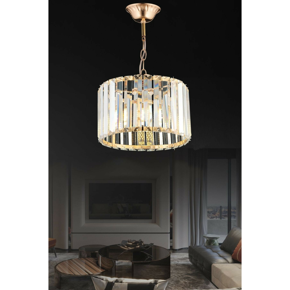 Modern Lüx Kristal Taşlı Gold 25lik Avize