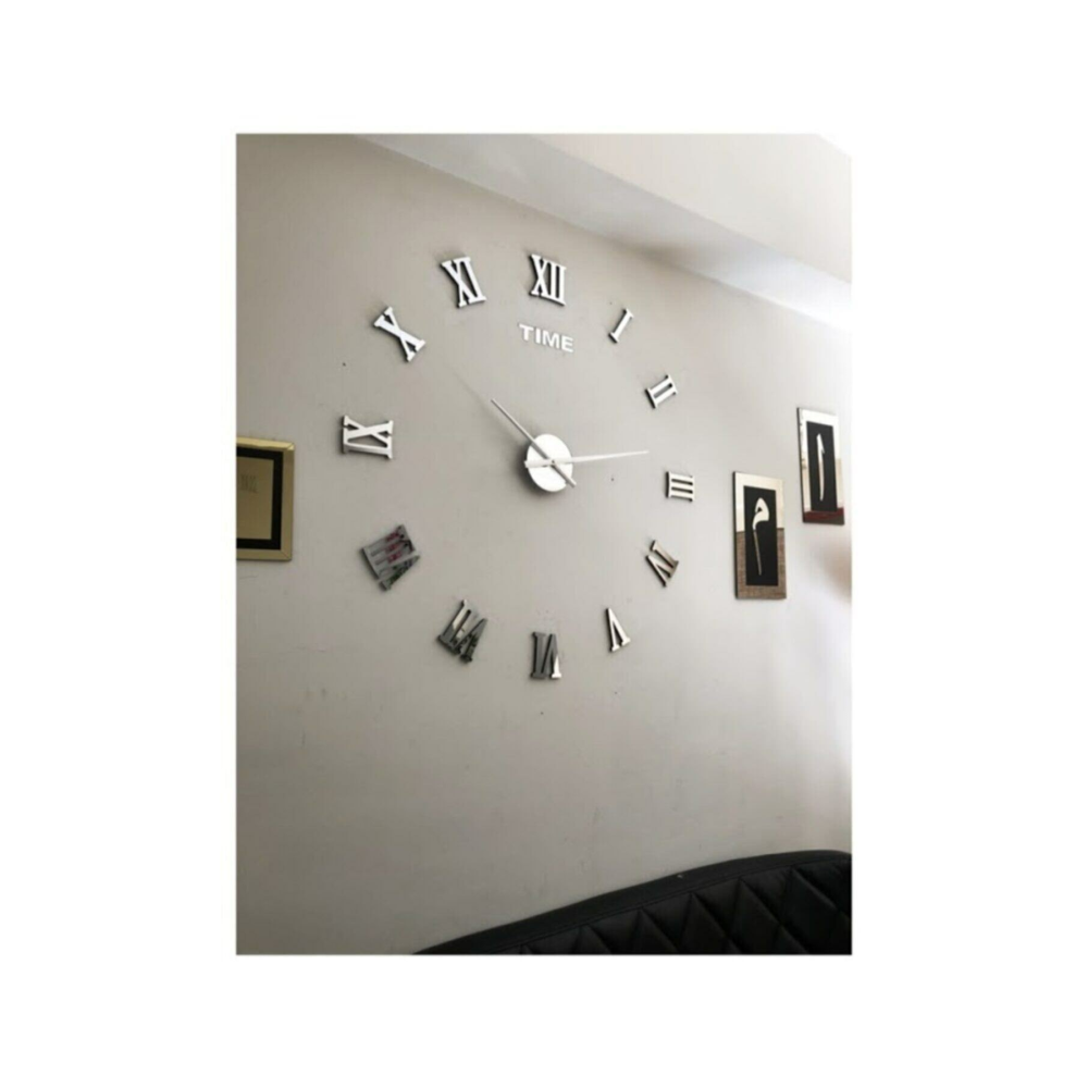 Dekoratif 3d Duvar Saati Pleksi Ayna Roma Rakamlı Büyük Boy