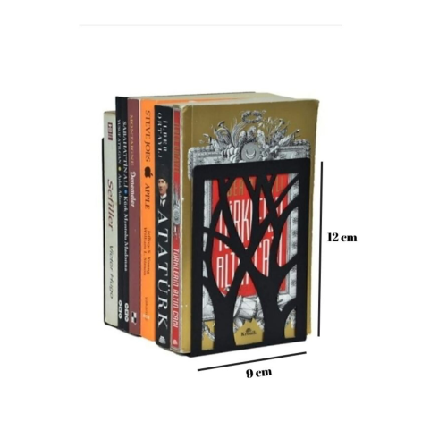 Ağaç Desenli Metal Kitap Desteği - Kitap Tutucu - Ev Ve Ofis Dekoratif Aksesuar( 2 Li Set)