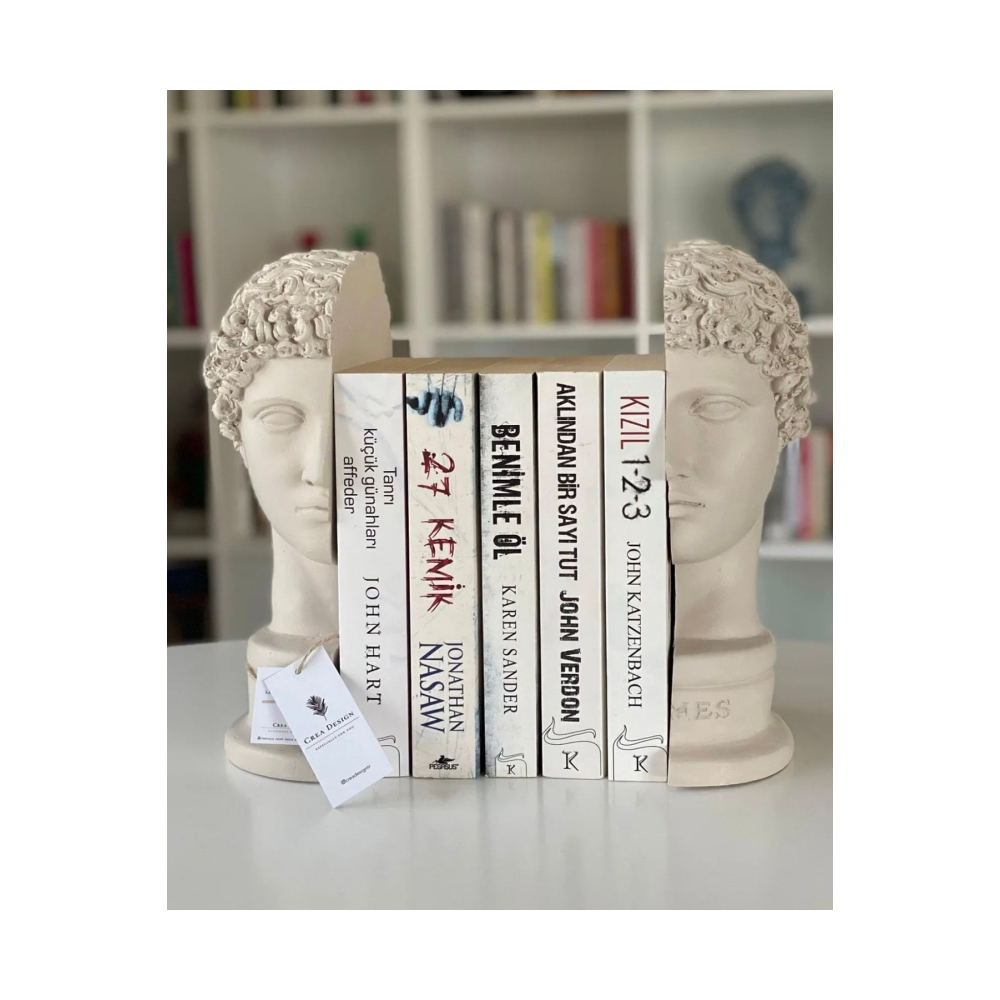 Ev Dekor Büyük Boy Hermes Kitap Desteği Kitap Tutucu Beyaz Biblo Büst Heykel Kitaplık Aksesuar