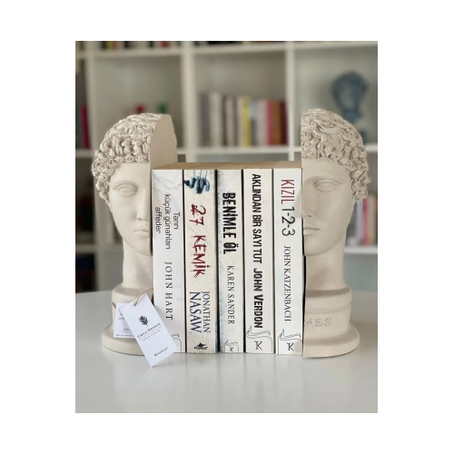 Ev Dekor Büyük Boy Hermes Kitap Desteği Kitap Tutucu Beyaz Biblo Büst Heykel Kitaplık Aksesuar