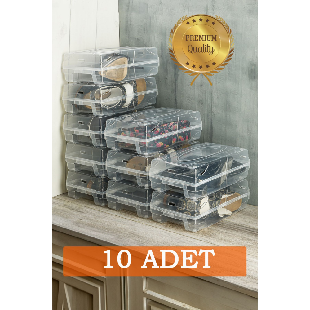 10'lu Şeffaf Ayakkabı Saklama Kutusu Kadın