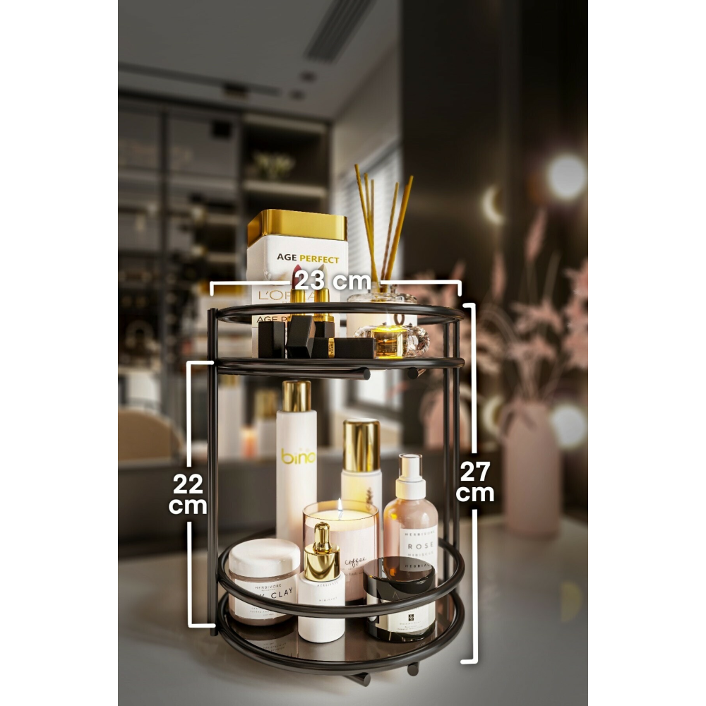 Banyo Kozmetik Takı Düzenleyici Çok Amaçlı Organizer 2 Katlı Servis Sunum Tepsisi Ikramlık