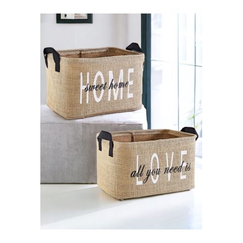 2'li Set Jüt, Dolap Içi Çamaşır Çocuk Odası Oyuncak Düzenleyici Katlanır, Saklama Sepeti Organizer