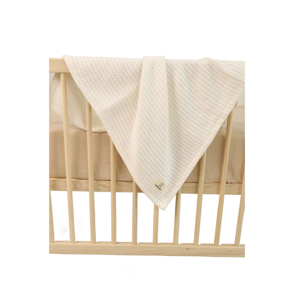 %100 Pamuk Örgü Pike Ekru 70x90 Cm. Ponponsuzur.