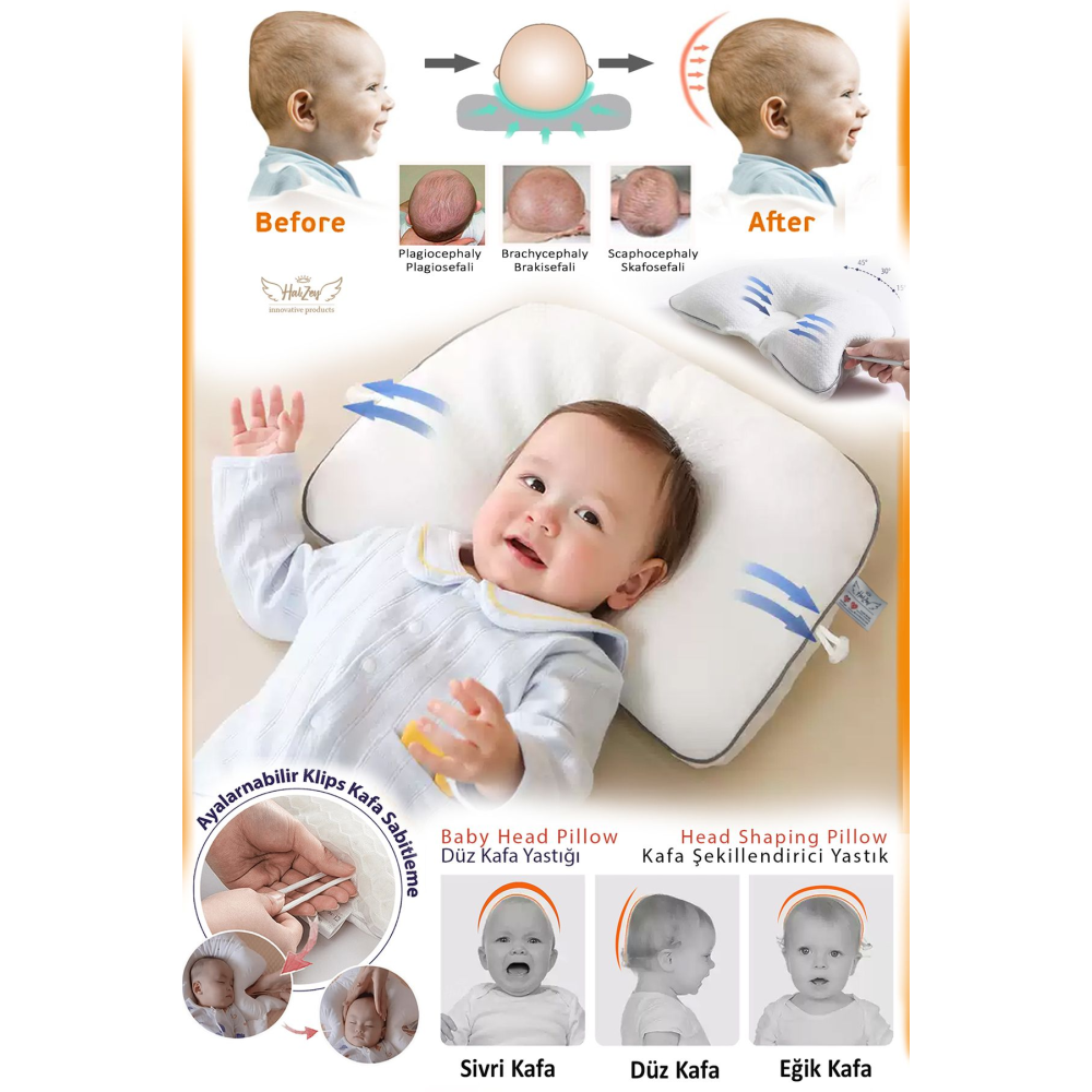 Düz Kafa Yastığı & Bebek Yastığı %100 Pamuk, Antibakteriyel, Terletmez Bebek kafa yastığı