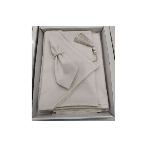 Colber 12 Kişilik Masa Örtüsü Takımı Bej Renk 26 Parça