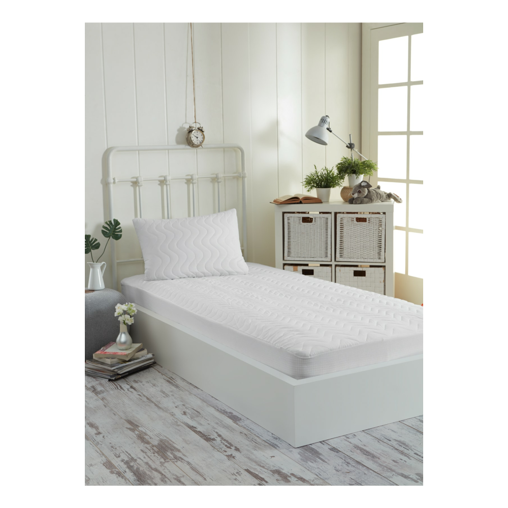 Kapitone Fitted Full Kenar Su Sıvı Geçirmez Yatak Koruyucu Alez Çarşaf Beyaz