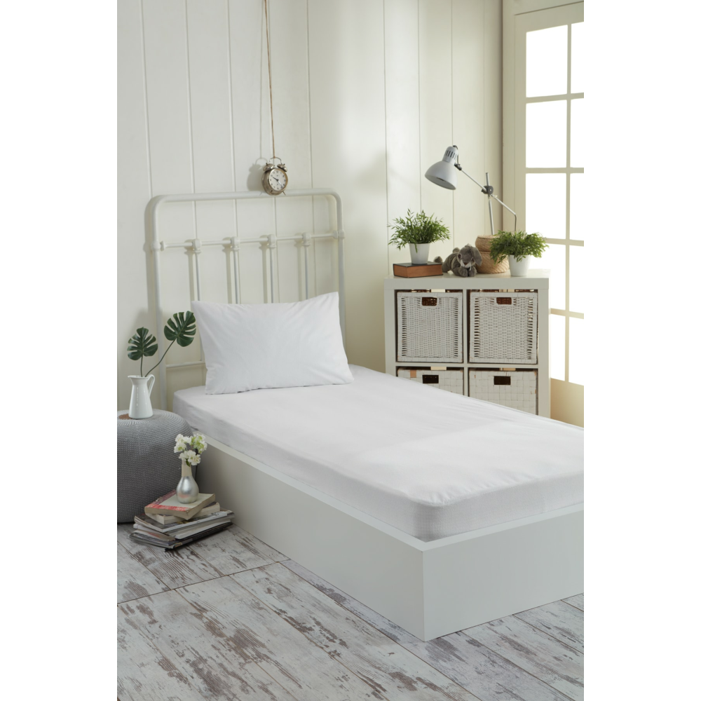 Micro Fitted Full Kenar Su Sıvı Geçirmez Yatak Koruyucu Alez Çarşaf Beyaz