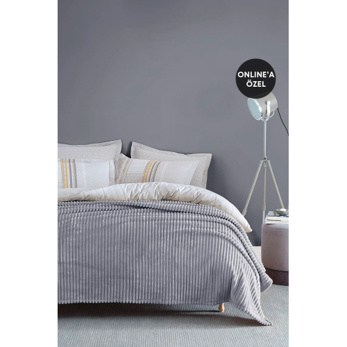 Holly Wellsoft Çift Kişilik Battaniye Gri