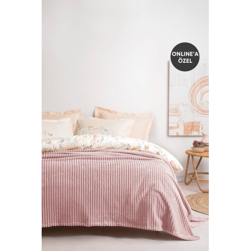 Holly Wellsoft Çift Kişilik Battaniye Pudra